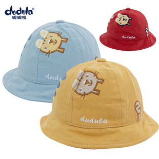 婴儿帽子嘟嘟啦1周岁男宝宝女超萌卡通盆帽婴幼儿纯棉遮阳渔夫帽