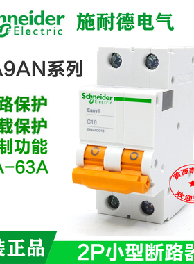 施耐德空气开关小型家用断路器EA9AN 2P/6A-63A空气开关