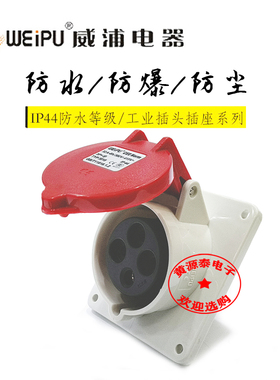 威浦航空插工业插32A4芯TYP3818暗装斜式插座防水IP44