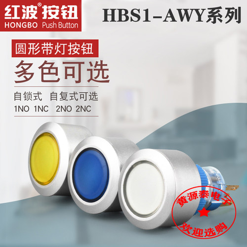 自复位按钮按钮开关红波HBS1-AWY