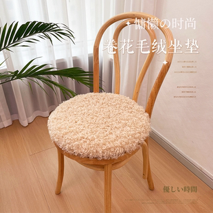羊卷花毛绒坐垫可拆洗圆形仿羊羔毛绒椅垫化妆凳子方垫座垫餐椅垫