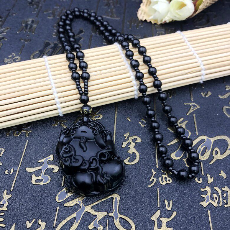 흑요석 PIXIU 펜던트 모조 흑요석 드래곤 브랜드 GUAN GONG 남성과 여성 목걸이 남성과 여성 GUANYIN 커플 여성 부의 신 펜던트