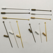 九字针长插针铜领针胸针胸花饰品配件一字圆盘手工尖头保色 9字针