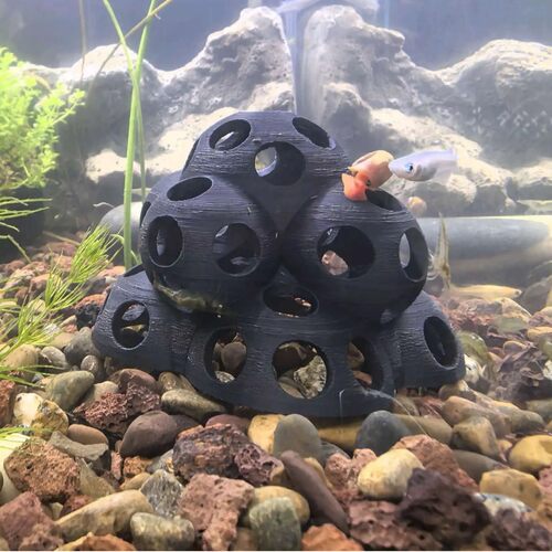 新3D打印跨境镂空水族馆多孔洞鱼虾躲避屋水族装饰鱼缸漂浮喂食圈