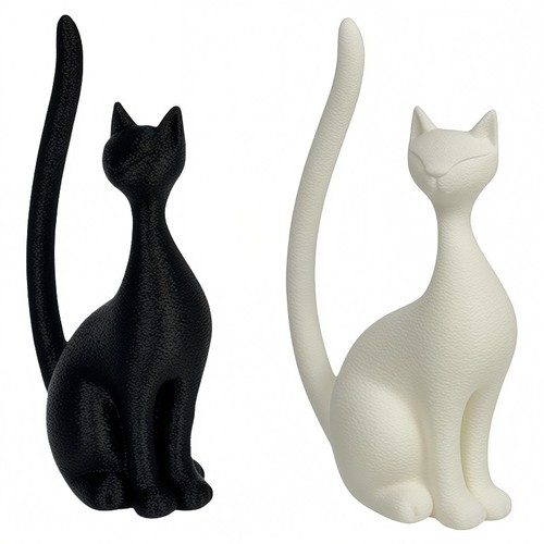 新款3D打印黑白优雅猫摆件轻奢桌面树脂工艺品摆件创意家居装饰品