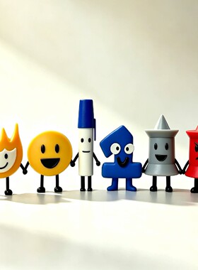 新物品秀钢笔人梦之队争霸战BFDI手办钉子人金币人火焰人模型摆件