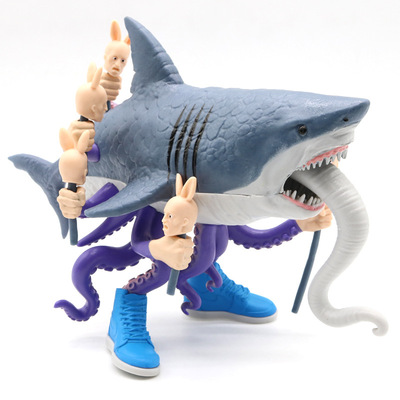 组合体山海经公仔木棍人手办摆件