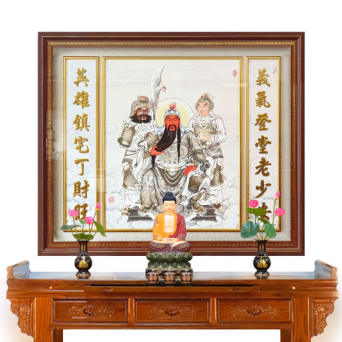 客厅中式武财神关羽手绘装饰画
