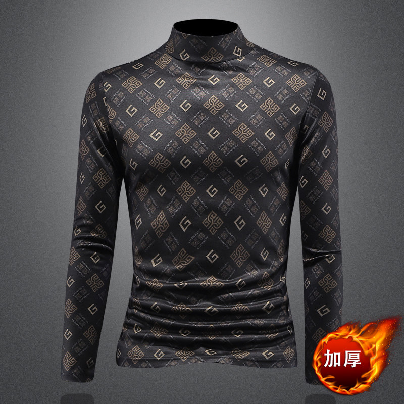 2023秋冬新款IUIUG轻奢品质半高领双面绒打底衫D322-87415-P100，男装卫衣，电商D320-1