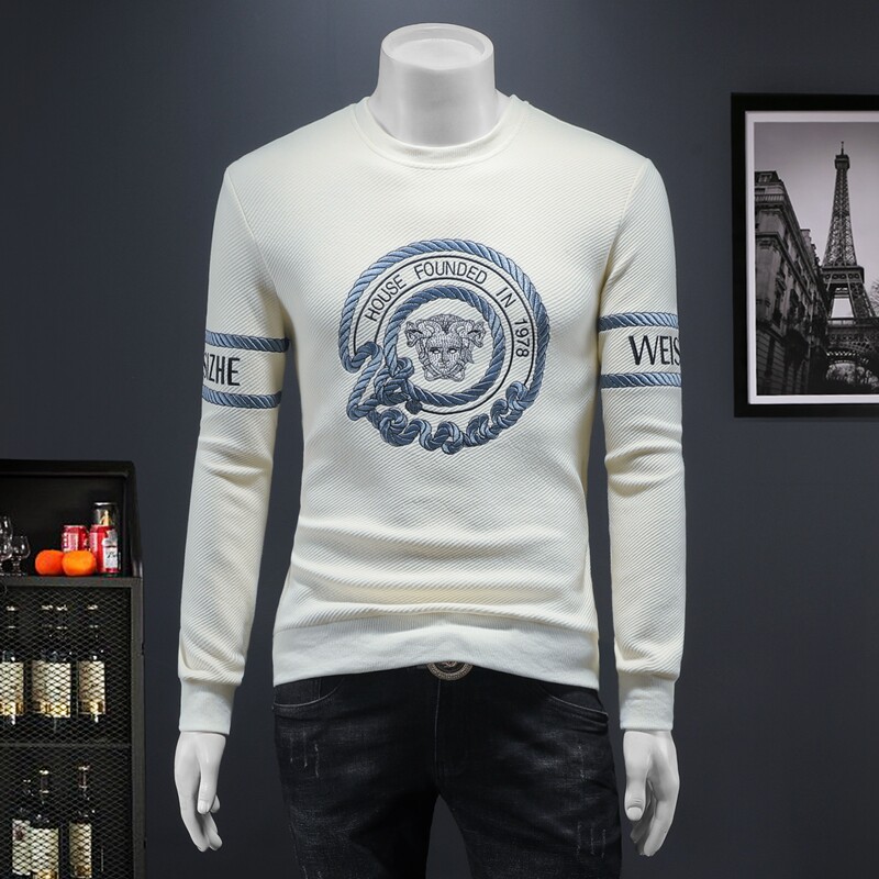 2025秋冬新款IUIUG圆领刺绣休闲卫衣打底衫假模D320-87831-P125，男装T恤，电商D322