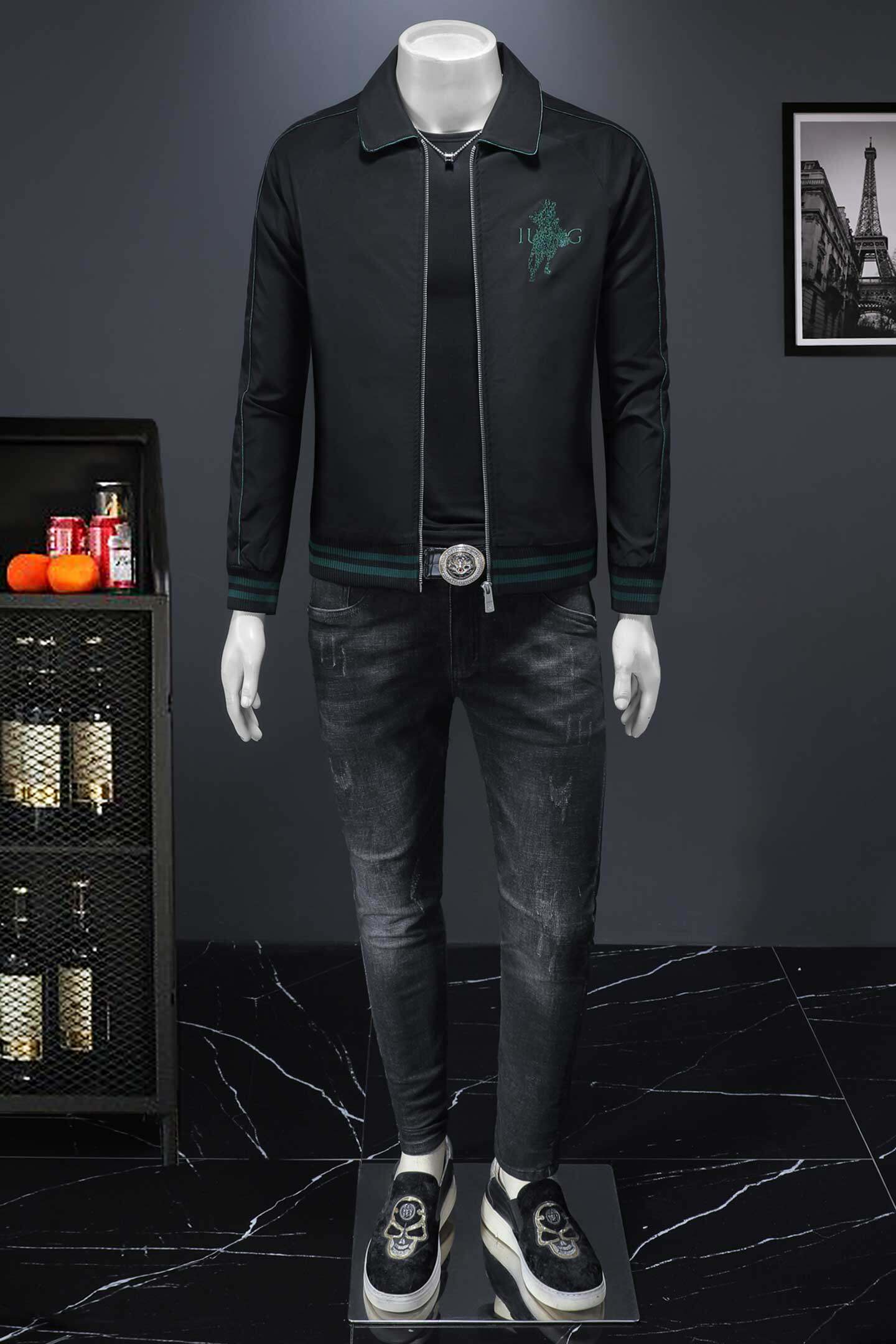 2025秋冬太空蜡面料IUIUG轻奢潮流男士重工外套D320-88194-P160,女装短外套,电商D322