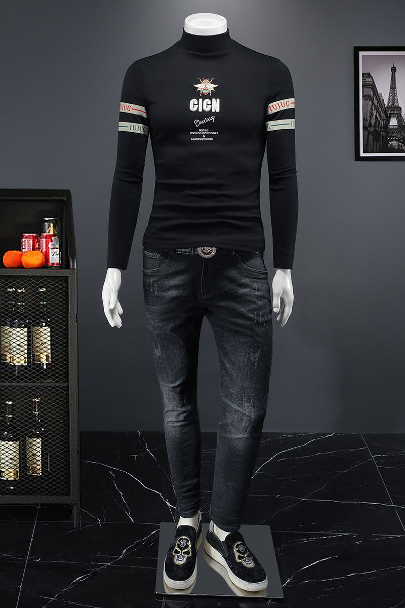 2023秋冬新款IUIUG轻奢品质半高领双面绒打底衫D322-87348-P100,男装卫衣,电商D320-1