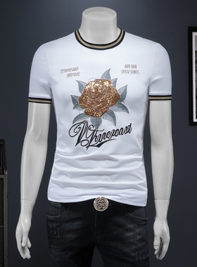 2025夏季欧货 IUIUG轻奢潮流刺绣丝光棉短袖t恤男 D320-88046-P75