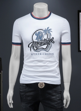 2025夏季欧货 IUIUG轻奢潮流刺绣丝光棉短袖t恤男 D320-88038-P75