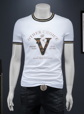 2025夏季欧货 IUIUG轻奢潮流刺绣丝光棉短袖t恤男 D320-87971-P75