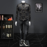 2025秋冬新款轻奢品质半高领双面绒打底衫D320-88366-P100，男装卫衣，电商D320-1