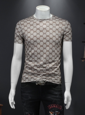 2026夏季 IUIUG欧货时尚潮流丝光棉短袖t恤男D320-28849-实价P50