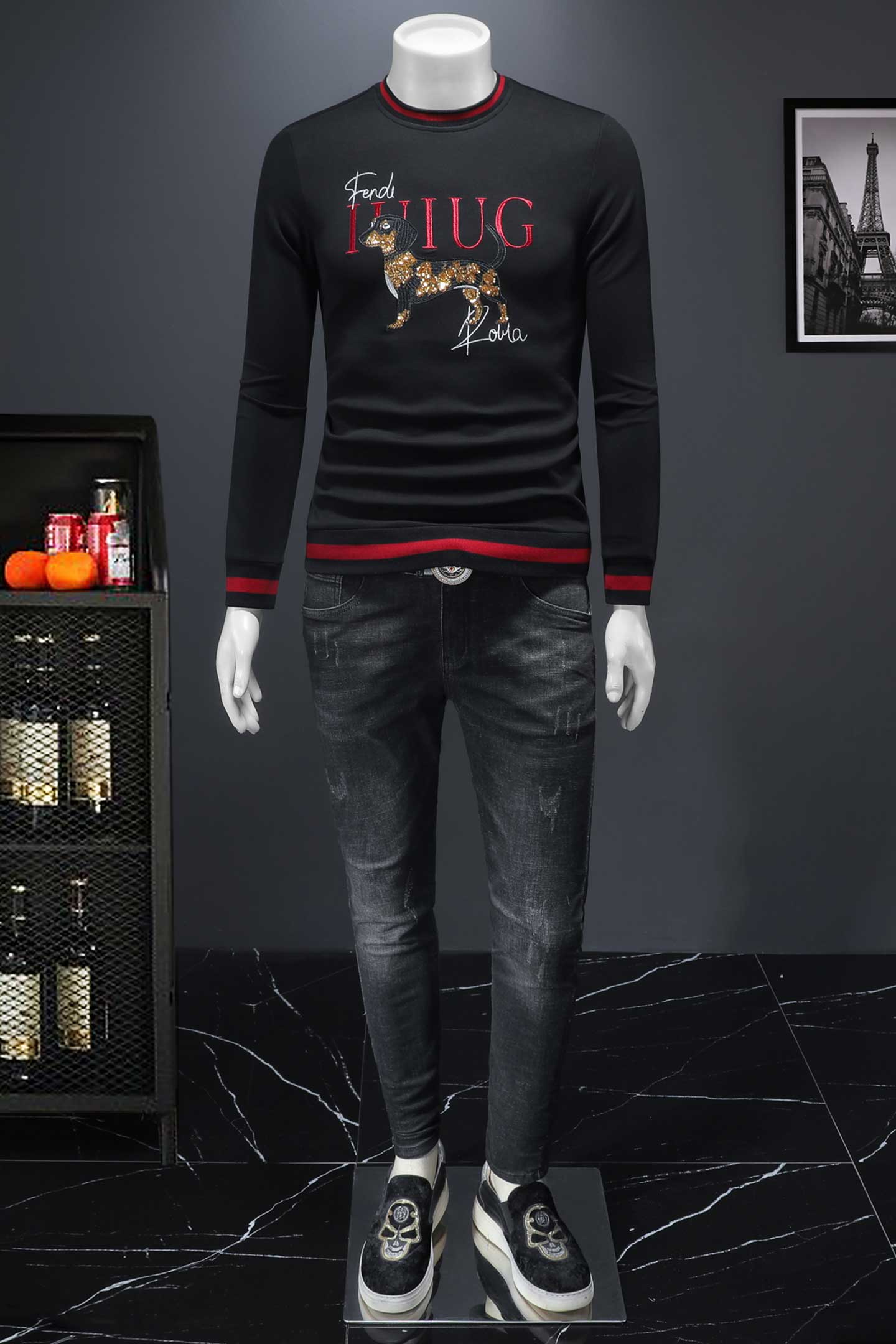 2025秋冬新款IUIUG轻奢潮流休闲卫衣打底衫假模D320-88178-P125,男装卫衣,电商D320-1