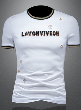 2025夏季欧货 IUIUG轻奢潮流刺绣丝光棉短袖t恤男 D320-87962-P75