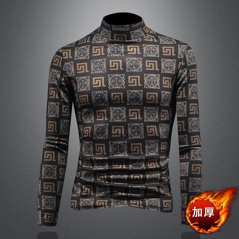 2023秋冬新款IUIUG轻奢品质半高领双面绒打底衫D322-87457-P100，男装卫衣，电商D320-1