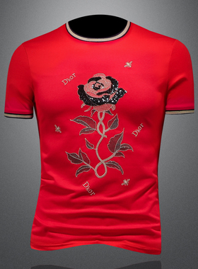 2025夏季欧货 IUIUG轻奢潮流刺绣丝光棉短袖t恤男 D320-87977-P75