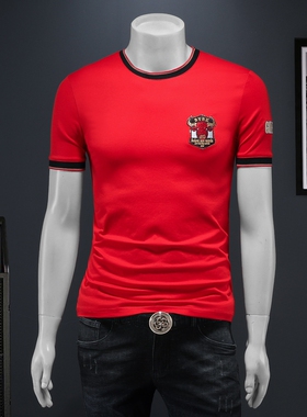 2025夏季欧货 IUIUG轻奢潮流刺绣丝光棉短袖t恤男 D320-88037-P75