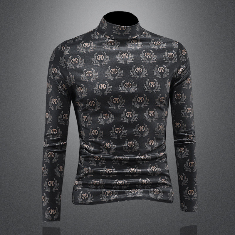 2025秋冬新款IUIUG轻奢潮流高领卫衣打底衫镂空D320-87886-P100,男装T恤,电商D322