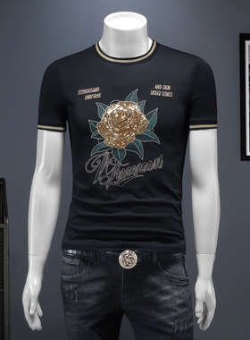 2025夏季欧货 IUIUG轻奢潮流刺绣丝光棉短袖t恤男 D320-88046-P75