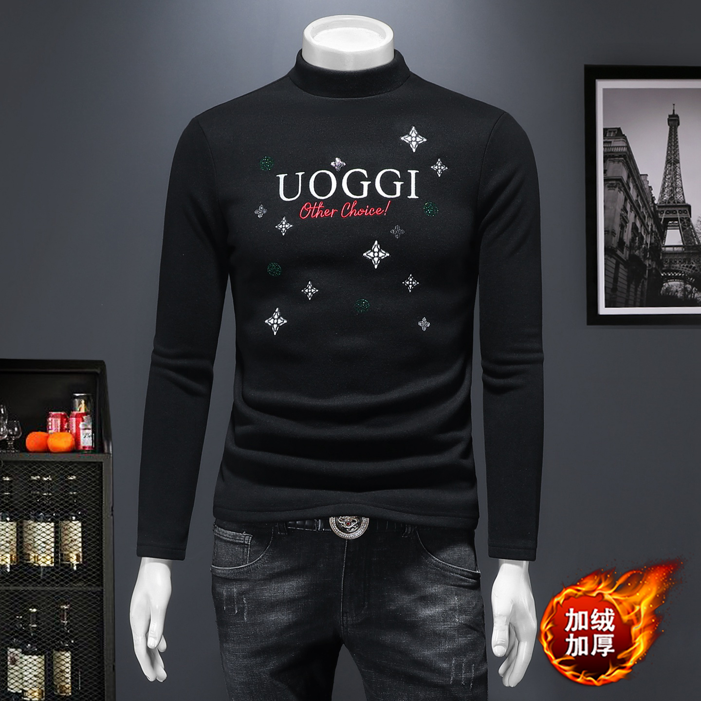 2025秋冬新款羊毛打底衫轻奢品质半高领D320-88405-P115，男装卫衣，电商D320-1