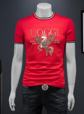 2025夏季欧货 IUIUG轻奢潮流刺绣丝光棉短袖t恤男 D320-88012-P75