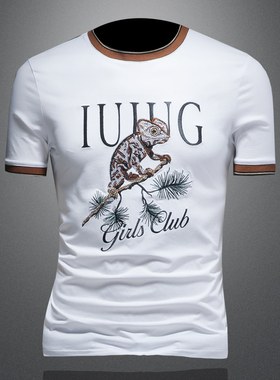 2025夏季欧货 IUIUG轻奢潮流刺绣丝光棉短袖t恤男 D320-88028-P75