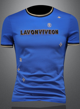 2025夏季欧货 IUIUG轻奢潮流刺绣丝光棉短袖t恤男 D320-87962-P75