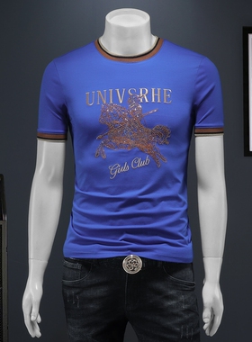 2025夏季欧货 IUIUG轻奢潮流刺绣丝光棉短袖t恤男 D320-88073-P75