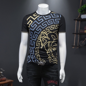 2023夏季新款IUIUG欧洲站丝光棉印花短袖T恤男D320-2258-P65