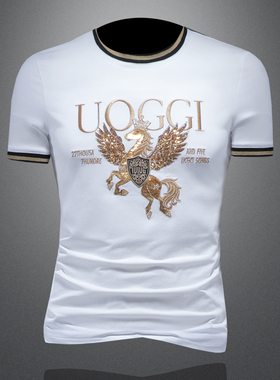 2025夏季欧货 IUIUG轻奢潮流刺绣丝光棉短袖t恤男 D320-88012-P75