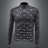 2025秋冬新款IUIUG轻奢潮流高领卫衣打底衫镂空D320-87887-P100，男装T恤，电商D322