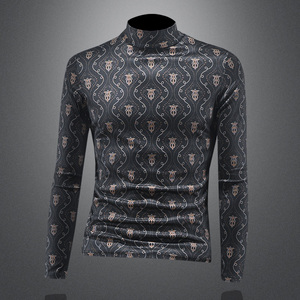 2025秋冬新款 IUIUG轻奢潮流高领卫衣打底衫镂空D320-87887-P100,男装T恤,电商D322