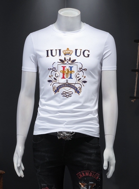 2026夏季IUIUG欧货时尚潮流丝光棉短袖t恤男D320-28678-实价P55