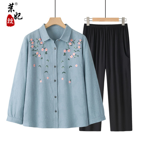 妈妈装中老年女装衬衫夏季套装