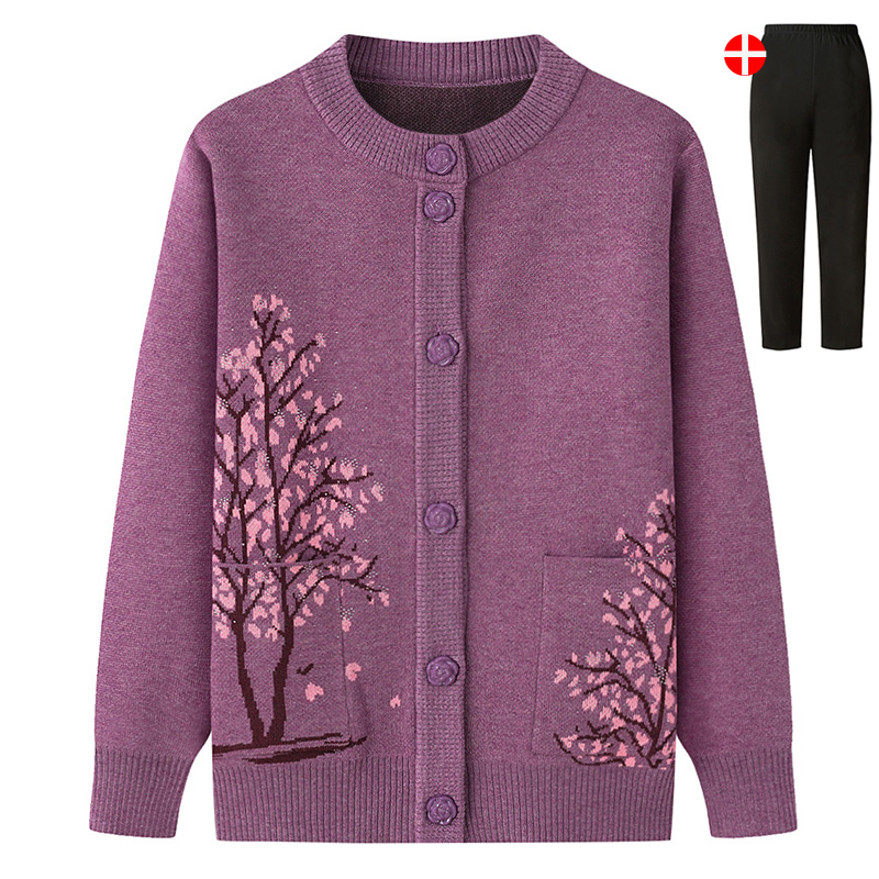 老年人妈妈装奶奶毛衣加绒外套女