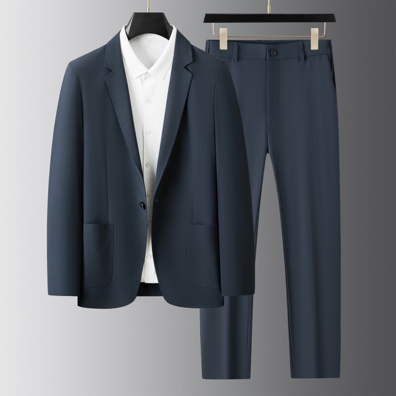 【一粒扣】高级感冰丝西服套装男