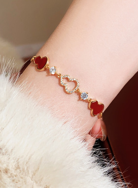 新中式红色葫芦锆石手链女秋冬轻奢小众精致手串气质高级感手饰品