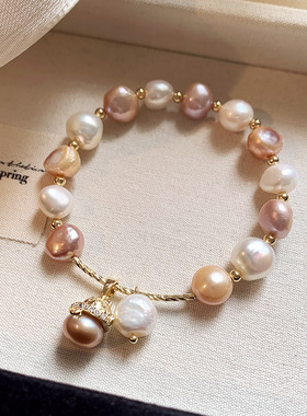 新款招财猫巴洛克珍珠手链小众设计轻奢高级感手串气质百搭手饰女