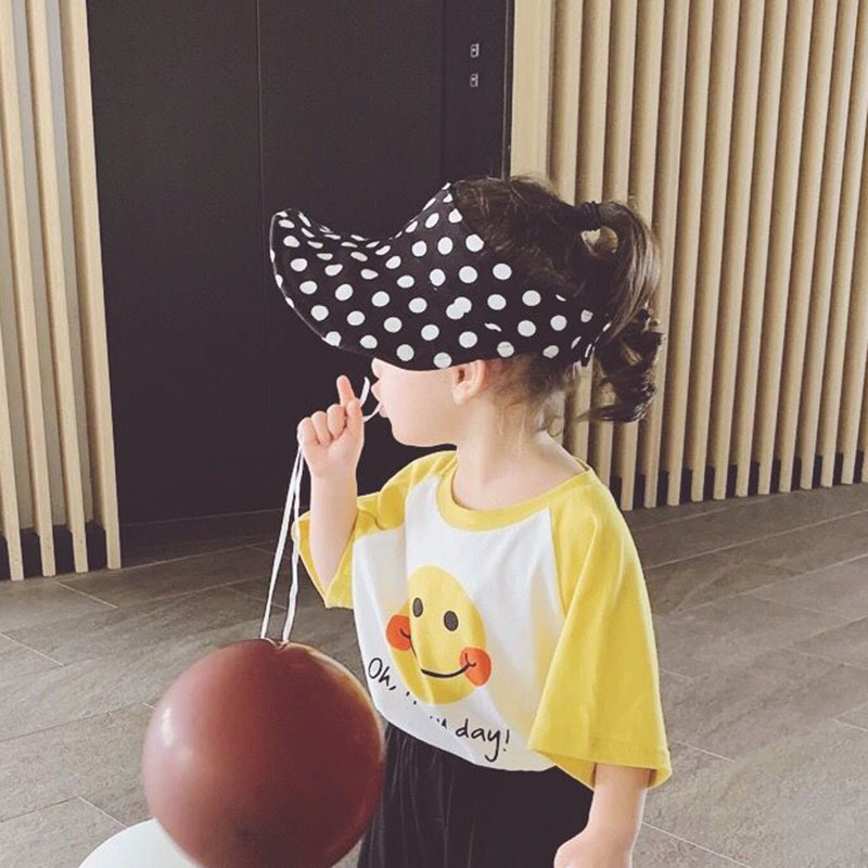 夏季儿童大沿帽太阳帽空顶帽子夏天宝宝出游防晒遮阳折叠