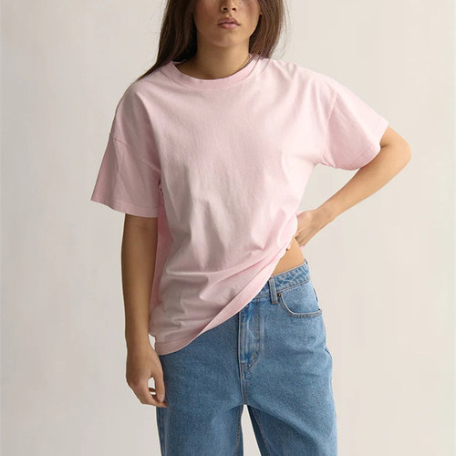 澳单 全棉BF风宽松版水洗做旧短袖T恤纯棉女夏boy friend风
