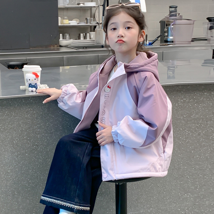 女童加绒外套秋冬款2025新款儿童双面穿冲锋衣冬季加厚上衣服