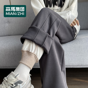 森马集团棉致羽绒裤女外穿冬季2023新款运动卫裤东北加厚阔腿棉裤