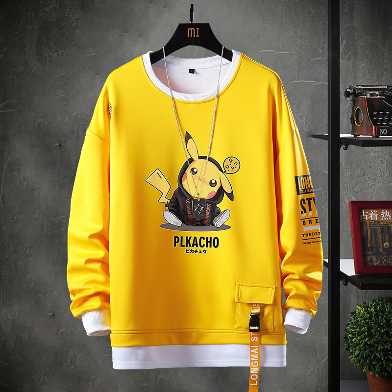 Men's sweater and hooded couple Pikachu fashion versatile Youth Student Korean coat man