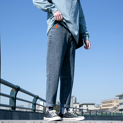 Straight jeans men's trendy pants spring versatile Korean youth student pants