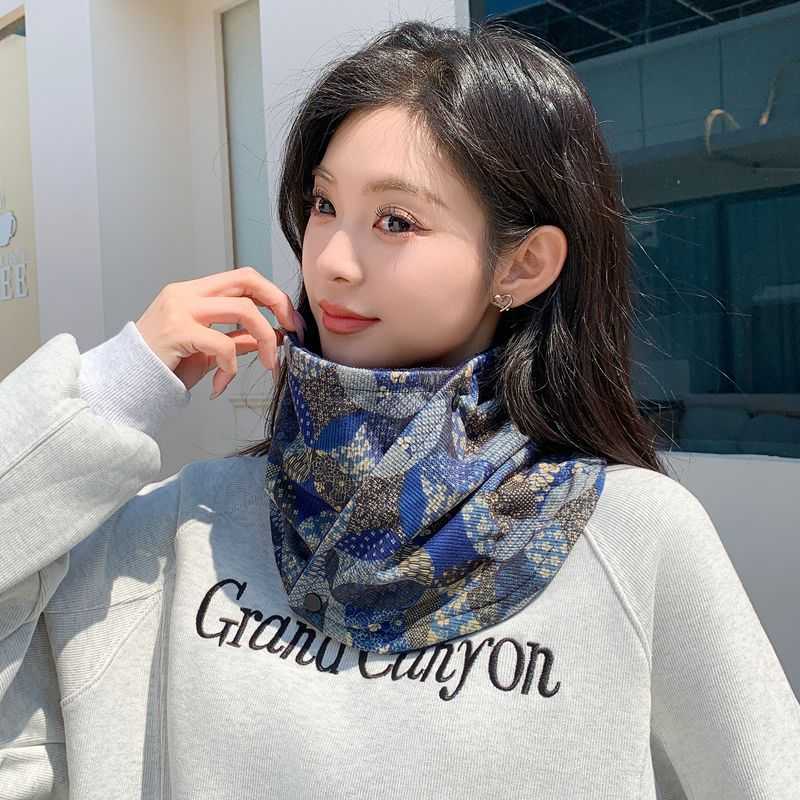 新款韩系复古印花围脖女秋冬加厚